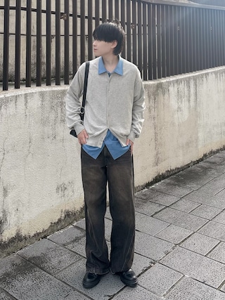 「Rocky Monroe(ロッキーモンロー)のオーバーサイズ レギュラーカラーストレッチ長袖シャツ(シャツ/ブラウス)」を使った、SHOTAさん(メンズ・176cm)の秋コーディネート
