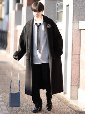 「ニットベスト」｜「アイテム（その他アウター）」を使った、SHOTAさん（メンズ・176cm）の冬コーディネート