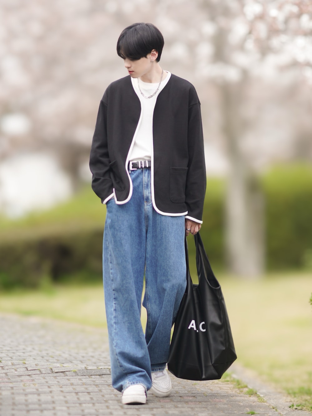 ブラック カーディガンと半袖トップス セット ミニフクレアンサンブルカーディガン 【長袖カーディガン＋半袖T