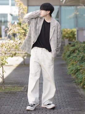 「アイテム（テーラードジャケット）」を使った、SHOTAさん（メンズ・176cm）の春コーディネート