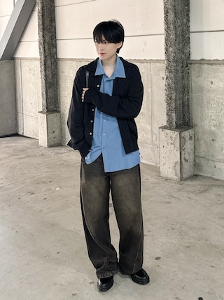 「Rocky Monroe(ロッキーモンロー)のオーバーサイズ レギュラーカラーストレッチ長袖シャツ(シャツ/ブラウス)」を使った、SHOTAさん(メンズ・176cm)の秋コーディネート