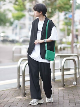「RAGEBLUE（レイジブルー）のアイテム（ベスト）」を使った、SHOTAさん（メンズ・176cm）の夏コーディネート