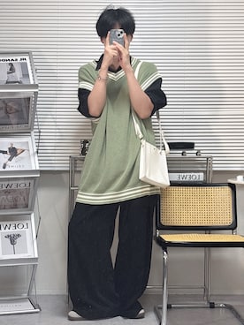 「アイテム（トップス、グリーン系）」を使った、SHOTAさん（メンズ・176cm）の夏コーディネート