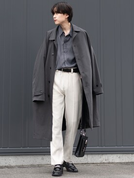 「はじめましてコーデ」｜「アイテム（ステンカラーコート）」を使った、SHOTAさん（メンズ・176cm）の春コーディネート