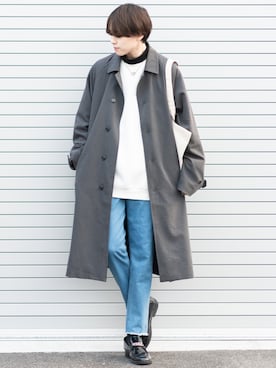 「アイテム（ステンカラーコート）」を使った、SHOTAさん（メンズ・176cm）の冬コーディネート