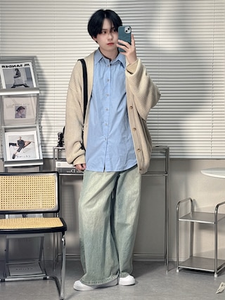 「MASONPRINCE(メイソンプリンス)のサイドベルト ワイドフレアデニムパンツ NZK6069【MASONPRINCE】(デニムパンツ)」を使った、SHOTAさん(メンズ・176cm)の冬コーディネート