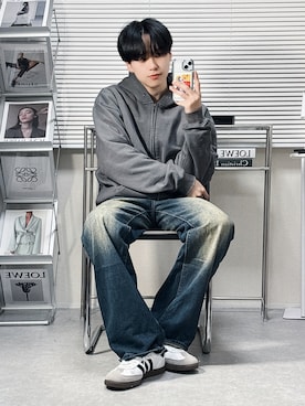 「WYM LIDNM（ウィム バイ リドム）のアイテム（パーカー）」を使った、SHOTAさん（メンズ・176cm）の冬コーディネート
