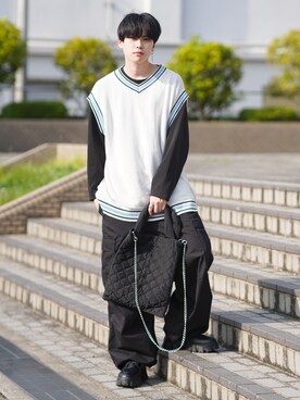 「AIVER（アイバー）のアイテム（バッグ）」を使った、SHOTAさん（メンズ・176cm）の春コーディネート