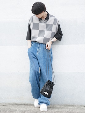 「サマーニット」｜「アイテム（その他）」を使った、SHOTAさん（メンズ・176cm）の夏コーディネート