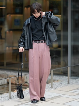 「アイテム（その他アウター、ブラック系）」を使った、SHOTAさん（メンズ・176cm）の冬コーディネート