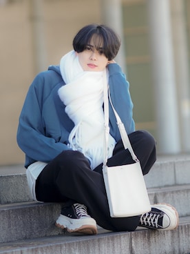 「アイテム（ファッション雑貨、ホワイト系）」を使った、SHOTAさん（メンズ・176cm）の冬コーディネート