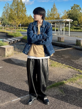 「Dr. Martens(ドクターマーチン)のDr. Martens/ドクターマーチン 1461 MONO 3ホールシューズ 14345001(ドレスシューズ)」を使った、SHOTAさん(メンズ・176cm)の秋コーディネート