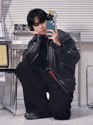 「BEAMS(ビームス)のBEAMS / レザー ブルゾン(ブルゾン)」を使った、SHOTAさん(メンズ・176cm)の冬コーディネート