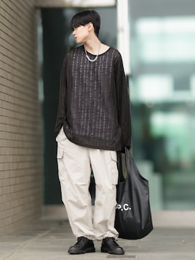 「A.P.C.（アーペーセー）のアイテム」を使った、SHOTAさん（メンズ・176cm）の春コーディネート