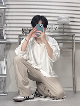 「アイテム（スラックス）」を使った、SHOTAさん（メンズ・176cm）の夏コーディネート