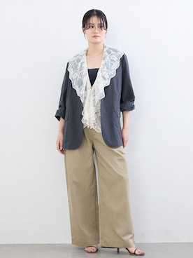 「IENA（イエナ）のBLACK ライトジャケット（Tailored jacket、グレー系）」を使った、rioさん（レディース）の夏コーディネート