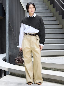 「enrica（エンリカ）のenrica/エンリカ LAYERED KNIT ニット KNIT296（ニット/セーター、グレー系）」を使った、rioさん（レディース）の秋コーディネート