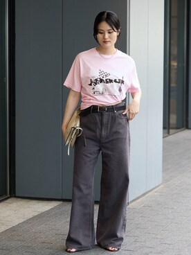 「IENA（イエナ）の《一部店舗・WEB限定》J.J.Mercer/ジェイジェイマーサー フォトTシャツ E（T Shirts、ピンク系）」を使った、rioさん（レディース）の夏コーディネート