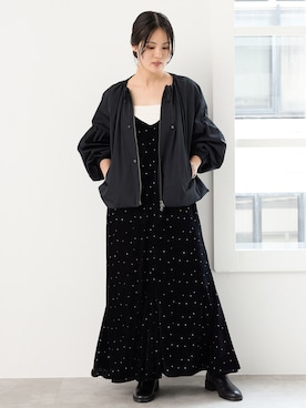 「IENA（イエナ）のMARILYN MOON/マリリンムーン 2way taffeta bz ブルゾン 4263-120（その他アウター、ブラック系）」を使った、rioさん（レディース）の秋コーディネート