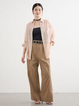 「IENA（イエナ）のソフトチノトラウザー（Chinos、ベージュ系）」を使った、rioさん（レディース）の夏コーディネート