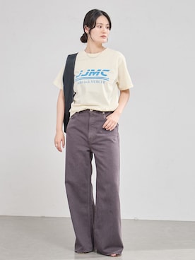 「IENA（イエナ）のJ.J.Mercer/ジェイジェイマーサー ロゴTシャツ A（T Shirts、ホワイト系）」を使った、rioさん（レディース）の夏コーディネート