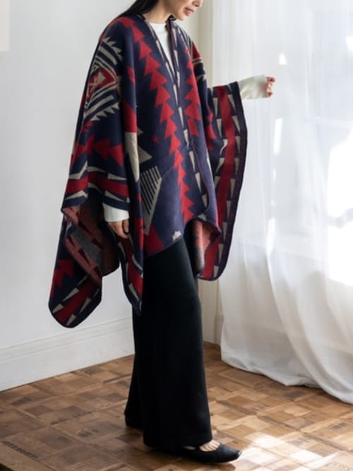 セール】ブランケット風ポンチョ 大判サイズ 着る毛布 ひざ掛け