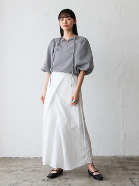 「バルーンスリーブ」｜VitaFeliceさん（レディース・164cm）の夏コーディネート