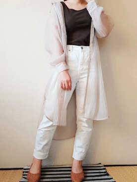 「リブタンクトップ」｜「アイテム（ワンピース/ドレス）」を使った、うたみるのさん（レディース・151cm）の夏コーディネート