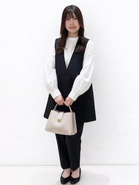 「index（インデックス）のフェザーレースブラウス（シャツ/ブラウス、ピンク系）」を使った、えみりさん（レディース・162cm）の冬コーディネート