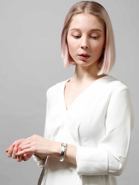 「ブラウスコーデ」｜「アイテム（アクセサリー）」を使った、クークロワッサンさん（レディース・158cm）の春コーディネート