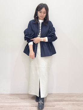 「アイテム（ショルダーバッグ、パープル系）」を使った、shimaさん（レディース・152cm）の春コーディネート