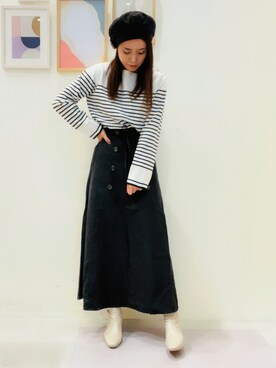「DRESKIP（ドレスキップ）のアイテム（ブーツ）」を使った、shimaさん（レディース・151cm）の冬コーディネート