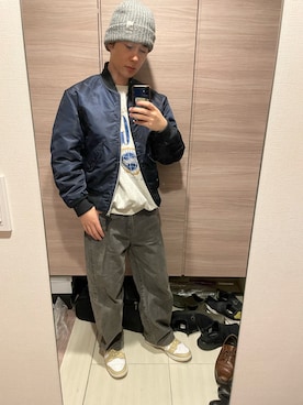 「アイテム（MA-1）」を使った、ひろさん（メンズ・166cm）の秋コーディネート