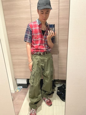 「アイテム（カーゴパンツ）」を使った、ひろさん（メンズ・166cm）の夏コーディネート