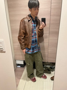 「アイテム（ミリタリージャケット）」を使った、ひろさん（メンズ・166cm）の冬コーディネート