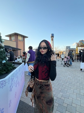 「アイテム（マフラー）」を使った、Mさん（レディース・147cm）の秋コーディネート