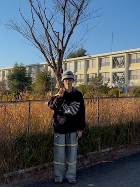 「アイテム（ニットキャップ/ビーニー）」を使った、ゆーやさん（メンズ・171cm）の冬コーディネート