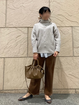 「ニット/セーター」｜Rinaさん（レディース・160cm）の冬コーディネート