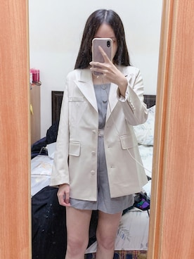 「千鳥格子」｜「アイテム（オールインワン・サロペット）」を使った、Jia Shyuさん（レディース・163cm）の夏コーディネート