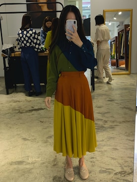 「yellow」｜「アイテム（ワンピース/ドレス）」を使った、Jia Shyuさん（レディース・163cm）の夏コーディネート