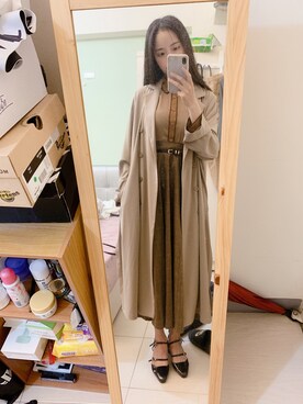 「MEIER.Q（マイヤーキュー）のアイテム（チェスターコート）」を使った、Jia Shyuさん（レディース・163cm）の夏コーディネート