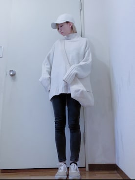 「JEANASIS（ジーナシス）のアイテム（キャップ）」を使った、あやらてさん（レディース・151cm）の春コーディネート