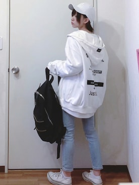「JEANASIS（ジーナシス）のアイテム（キャップ）」を使った、あやらてさん（レディース・151cm）の秋コーディネート