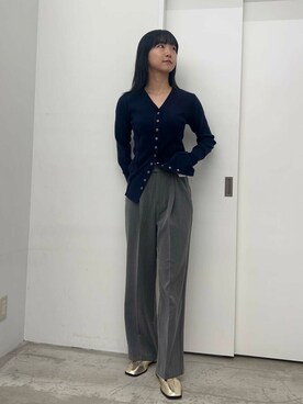 「SENSE OF PLACE by URBAN RESEARCH（センスオブプレイスバイアーバンリサーチ）のパッチワークVネックカーディガン（カーディガン/ボレロ）」を使った、カワグチさん（レディース・164cm）の夏コーディネート