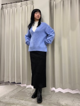 「SENSE OF PLACE by URBAN RESEARCH（センスオブプレイスバイアーバンリサーチ）のポンチタイトスカート（スカート）」を使った、カワグチさん（レディース・164cm）の冬コーディネート