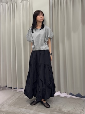 「SENSE OF PLACE by URBAN RESEARCH(センスオブプレイスバイアーバンリサーチ)の撥水コクーンカットトップ(Tシャツ/カットソー、グレー系)」を使った、カワグチさん(レディース・164cm)の春コーディネート