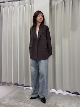 「アイテム（その他アウター、ブラウン系）」を使った、カワグチさん（レディース・164cm）の秋コーディネート