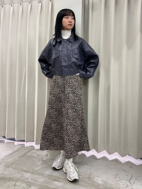 「SENSE OF PLACE by URBAN RESEARCH（センスオブプレイスバイアーバンリサーチ）のアニマルパターンナロースカート（スカート）」を使った、カワグチさん（レディース・164cm）の秋コーディネート