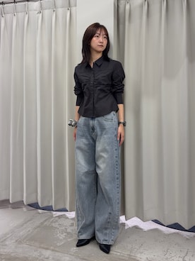 「SENSE OF PLACE by URBAN RESEARCH(センスオブプレイスバイアーバンリサーチ)のコンパクトギャザーシャツ(シャツ/ブラウス、ブラウン系)」を使った、カワグチさん(レディース・164cm)の秋コーディネート