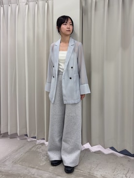 「SENSE OF PLACE by URBAN RESEARCH(センスオブプレイスバイアーバンリサーチ)のシアーテーラードジャケット(その他アウター、ブルー系)」を使った、カワグチさん(レディース・164cm)の春コーディネート